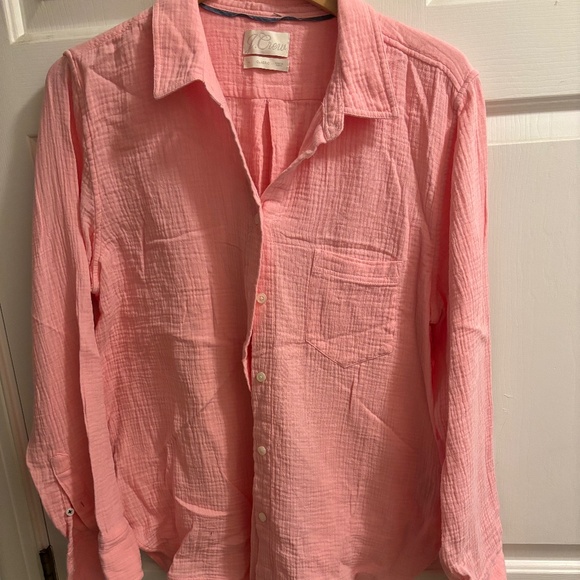 J. Crew Tops - J. Crew Resort Pink Cotton Gauze Shirt size 14